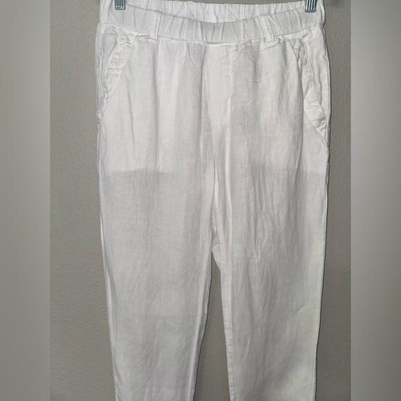 Standard James Perse Linen Crop Pull-On Elastic Waist white Pants Sz 1 - Picture 6 of 9